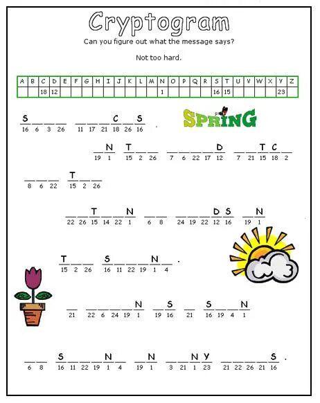 Игра cryptogram ответы на русском. Cryptogram for Kids. Cryptogram Worksheets. Halloween Cryptograms ответы. Упражнения по теме Spring.