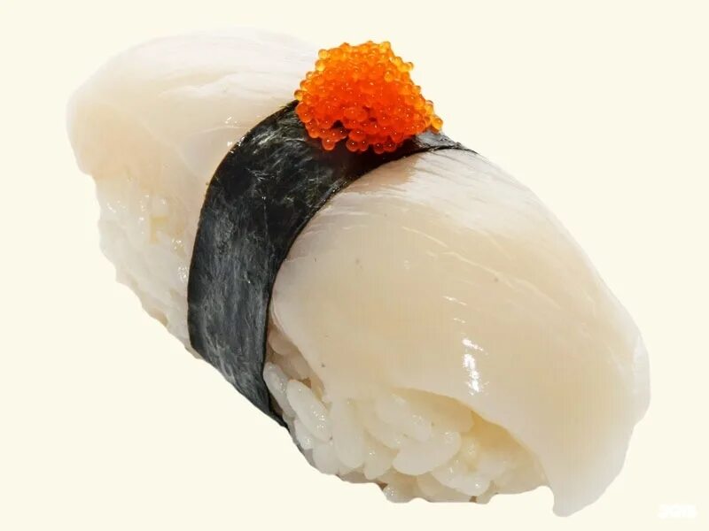 Sushi marskoi grebeshok. Суши с морским гребешком. Нигири гребешок. Ролл с морским гребешком. Суши кролик