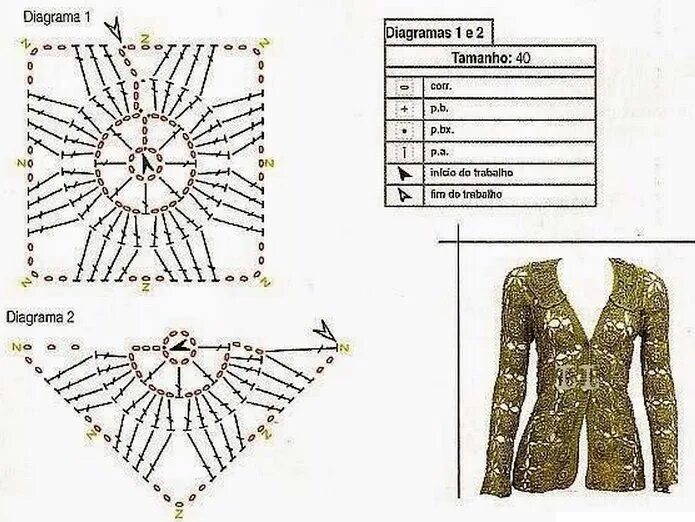 Crochetemoda Blog: Casacos e Casaquetos Вязание крючком узоры для свитера, Вязан