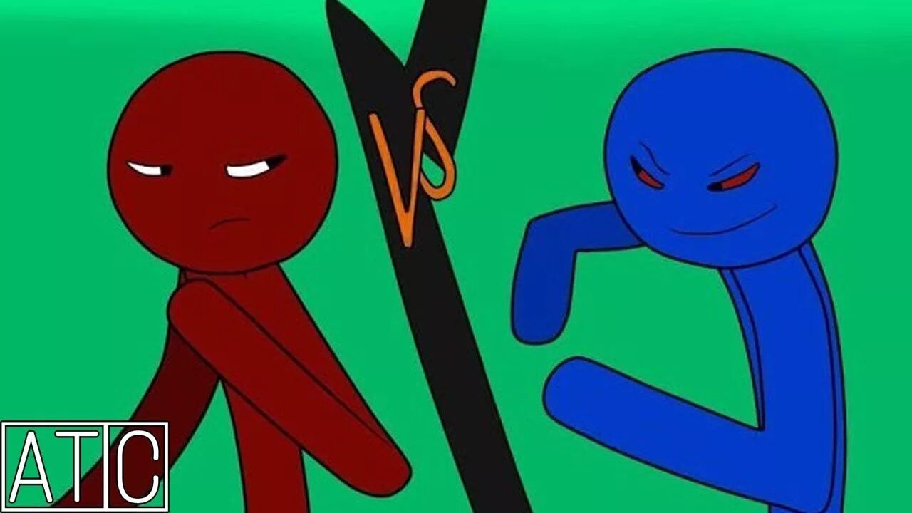 Красный человечка против черных. Красный Стикмен против синих. Стикмен синий vs красный. Синие и красные человечки.