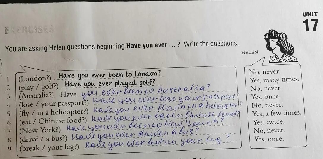 The question is often asked. Exercises 17.1 ответы. Write sentences ответы. Write sentences about Helen 17.2 ответы. Unit 17 exercises 17.1 ответы.