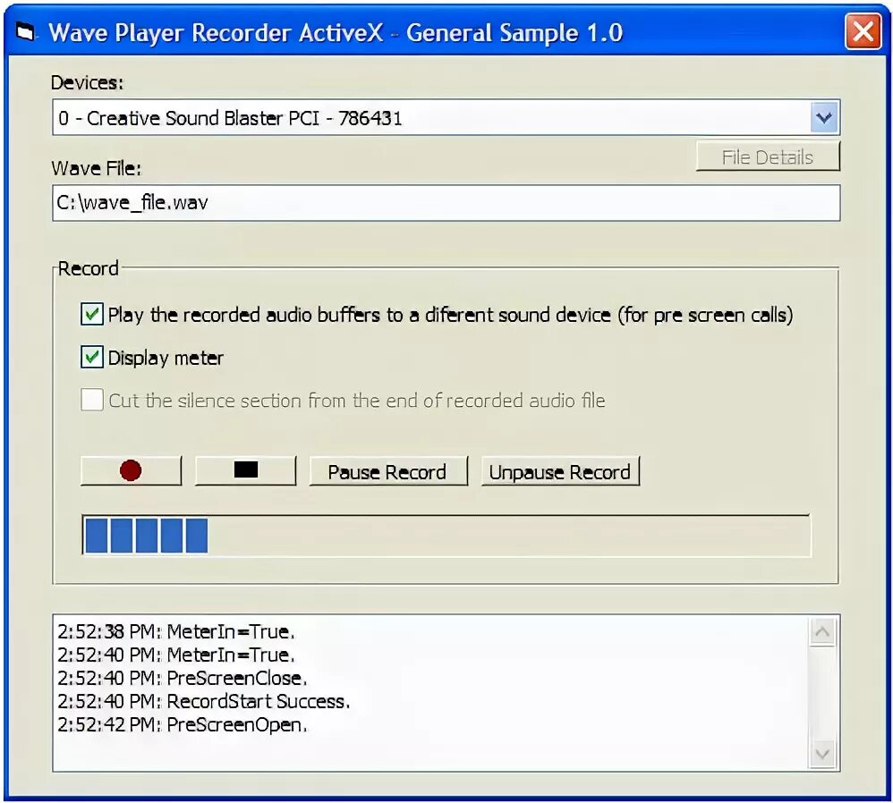 ACTIVEX. Wave file.