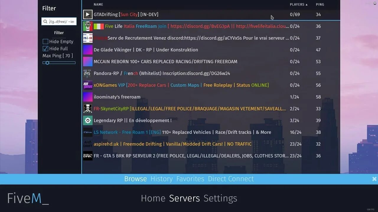 Server list gaming