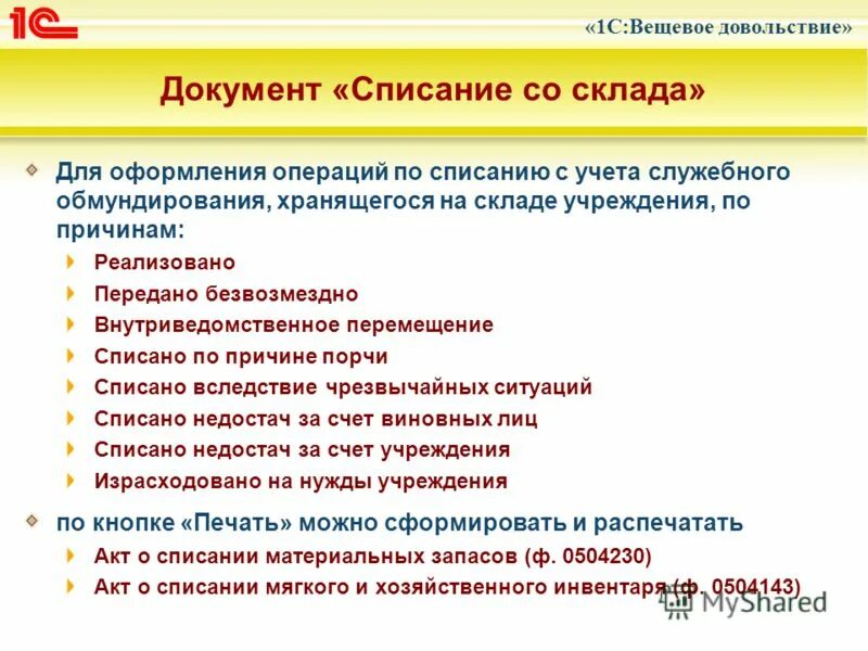 Списание светильников