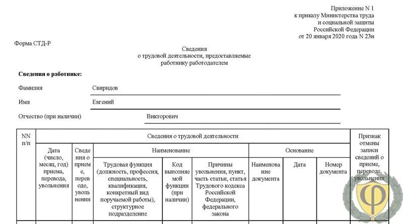 Форма стд образец. Трудовой деятельность форме СТД-Р. Сведения о трудовой деятельности по форме СТД-Р. Форма трудовой деятельности форма СТД-Р. Сведения о трудовой деятельности образец.