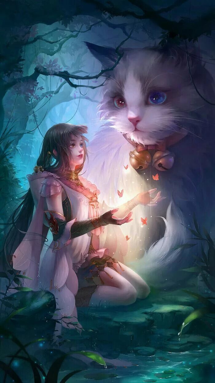 Кот и дева. Фэнтези кошки. девушка кошка фэнтези. девушка и кот фэнтези. девушки и сказочные кошки.