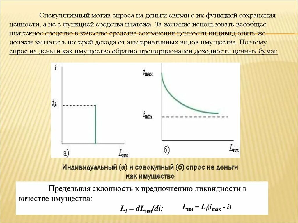 Трансакционный спекулятивный и общий спрос на деньги. Операционный, спекулятивный, общий спрос на деньги.. Спекулятивный спрос на деньги график. Мотив спекулятивный спроса. Средства сохранения ценности