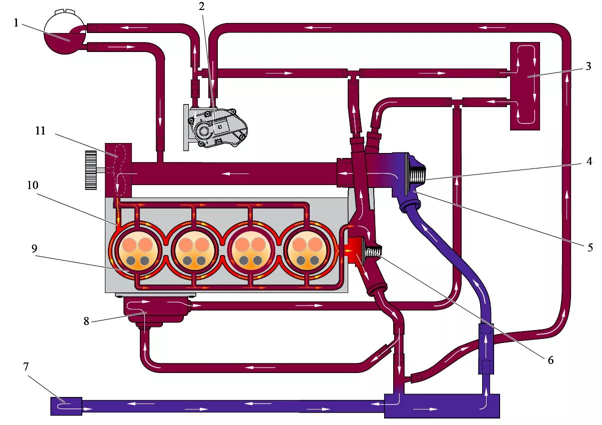 Схема циркуляции охлаждающей жидкости автомобиля. Система охлаждения двигателя Гранта 8 клапанов. Схема двухконтурной системы охлаждения двигателя. Система охлаждения двигателя Фольксваген поло 1.6. Циркуляции жидкости в системе