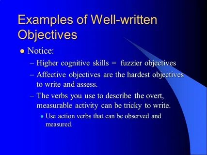 Objectives examples