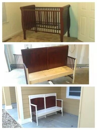 Что можно сделать из старой детской кроватки A Small Crib Gets Upcycled into a Stylish, Highly Functional New Piece of Furnit