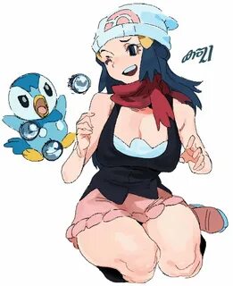 dawn and piplup (pokemon and 2 more) drawn by whoopsatro.