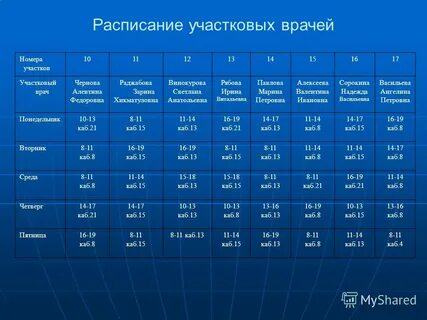 Расписание врачей детской поликлиники 26