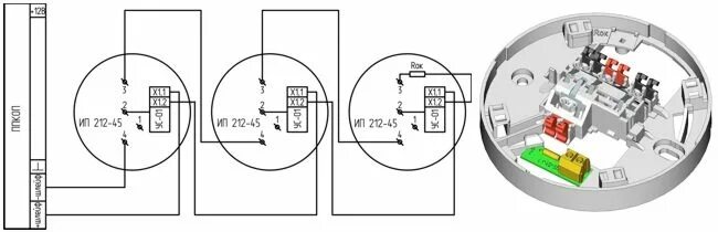 Подключение ип 212 141. Датчик дыма ИП 212-45 схема подключения к сигнал. Датчик дыма ИП 212-45 схема подключения. Подключение датчиков пожарной сигнализации ИП 212-45. Схема подключения датчика пожарной сигнализации ИП-212.