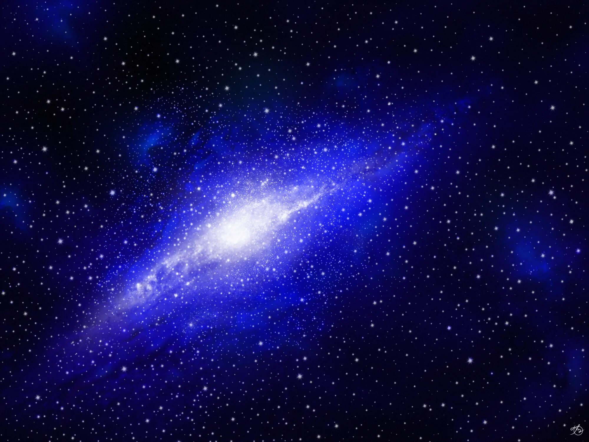 Download A vivid dark blue star burning against a cosmic night sky. Wallpaper Wa