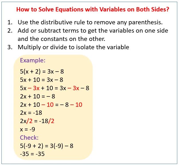 How to solve equations. Equations with variables on both sides. solving equations. simple equations with x^2. worksheet equations with fractions on both sides.