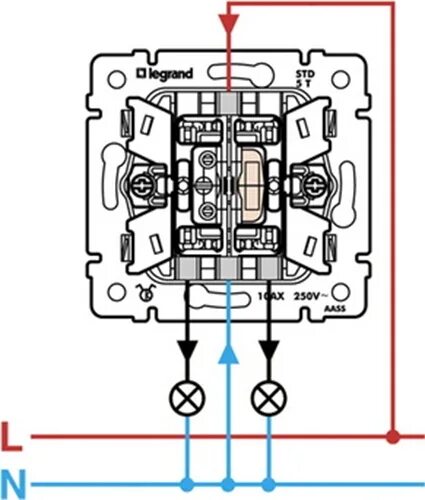 Как подключить выключатель legrand. Legrand Valena выключатель 2 клавишный схема. Переключатель 2 клавишный с подсветкой Легранд этика схема. Legrand Valena схема подключения 2 клавишного выключателя. Legrand Etika выключатель 2-клавишный схема подключения.