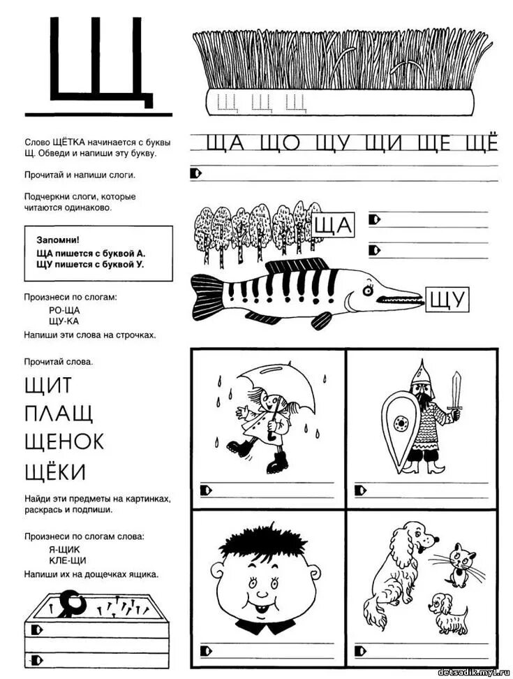 Буква щ задания для дошкольников распечатать Буква Щ Русские прописи для детей Прописи, Обучение алфавиту, Уроки письма