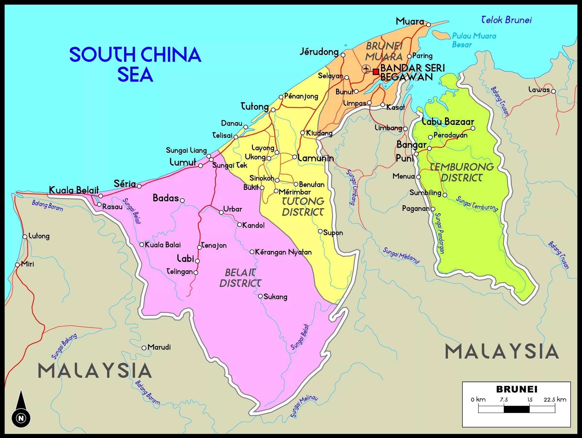 Бруней на карте политической. Бруней на карте. Государство Бруней-Даруссалам на карте. Бруней политическая карта. Султанат Бруней на карте.