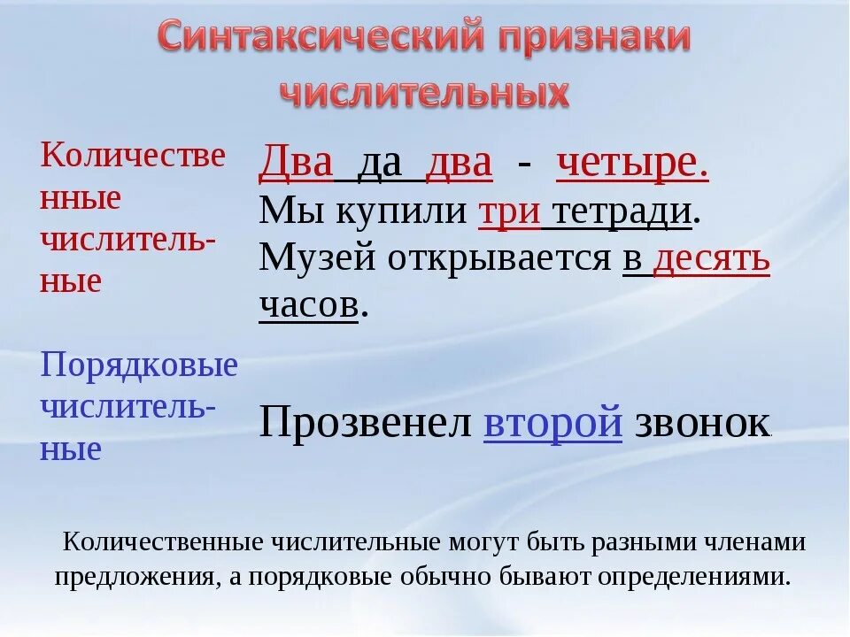 Числительное примеры предложений. Имя числительное в предложении.