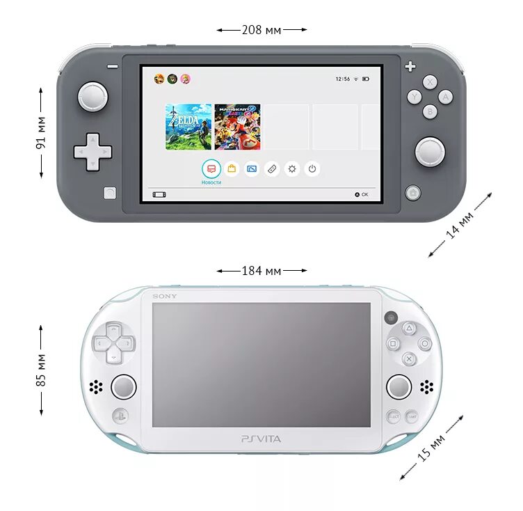 Nintendo switch размеры. Nintendo Switch Lite PS Vita. Митенда свичь лит размер. Nintendo Switch Lite габариты. Нинтендо свитч габариты.