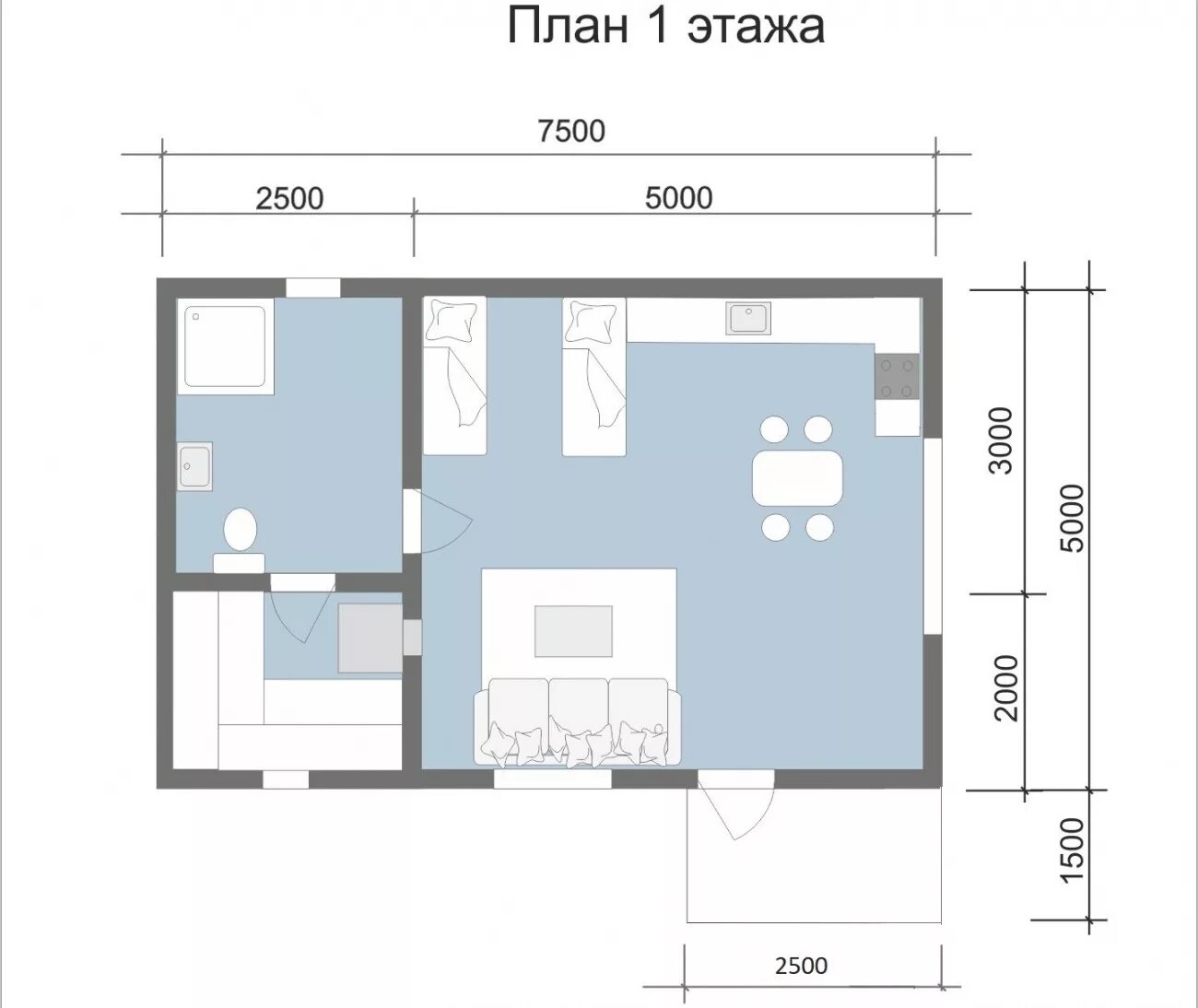 Одноэтажный дом 6 на 8