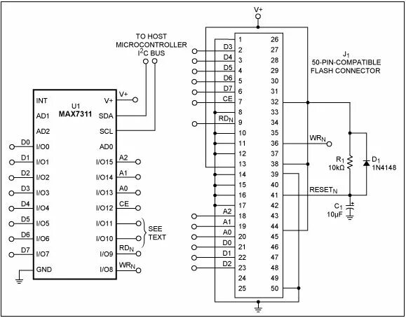 Connect cf. Микроконтроллер к580вм8. Arduino i2c Flash схема. Compact Flash Connector pinout. Модуль памяти i2c Интерфейс схема.