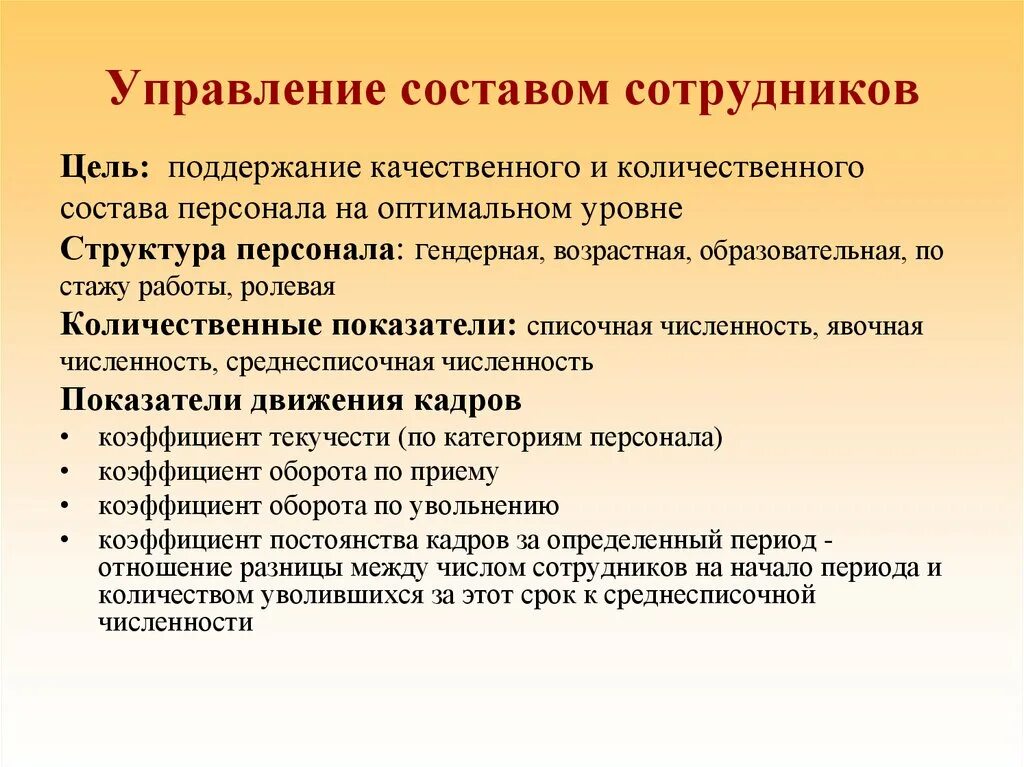 Количественный состав персонала организации. Личные цели сотрудника. Управление численностью персонала. Количественные и качественные цели организации. Количественный состав организации