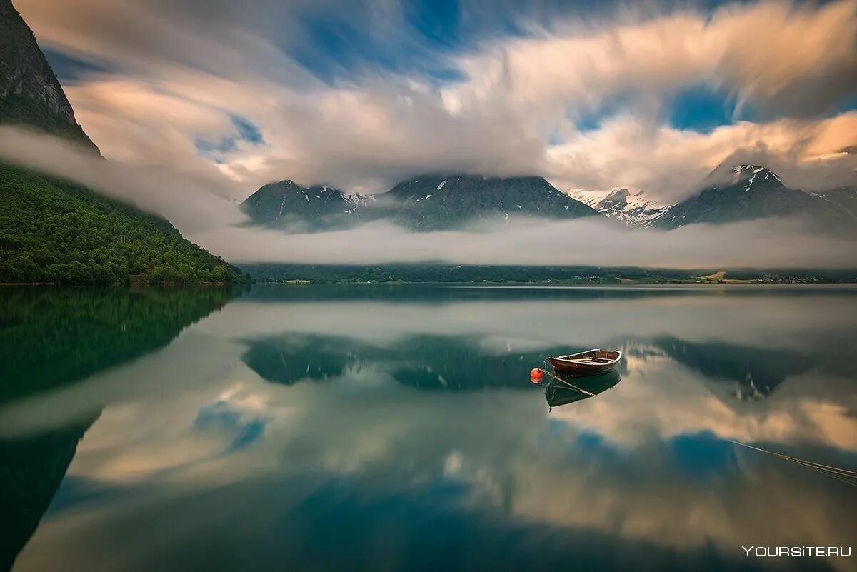 Озеро Стрюн, Норвегия. Умиротворяющий пейзаж. Покой природа. Природа спокойствие. Природа умиротворяет