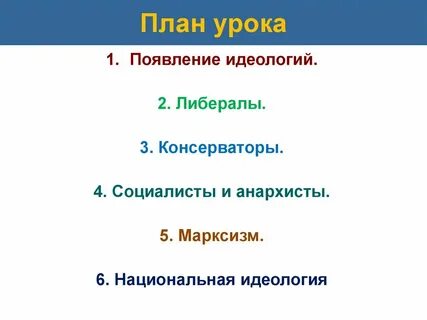 Характеристика идеологий 9 класс