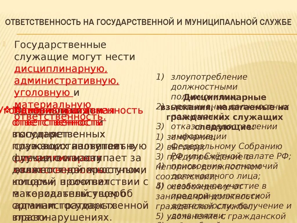 Ответственность государственных и муниципальных служащих. Государственная служба ответственность. Ответственность государственного служащего. Ответственность государственного и муниципального служащего.