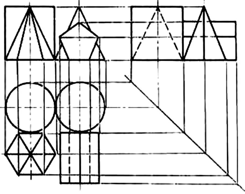 Проекции группы геометрических тел. Аксонометрическая проекция группы геометрических тел. Построение комплексных чертежей геометрических тел. Чертеж группы геометрических тел. Геометрическая проекция черчение.