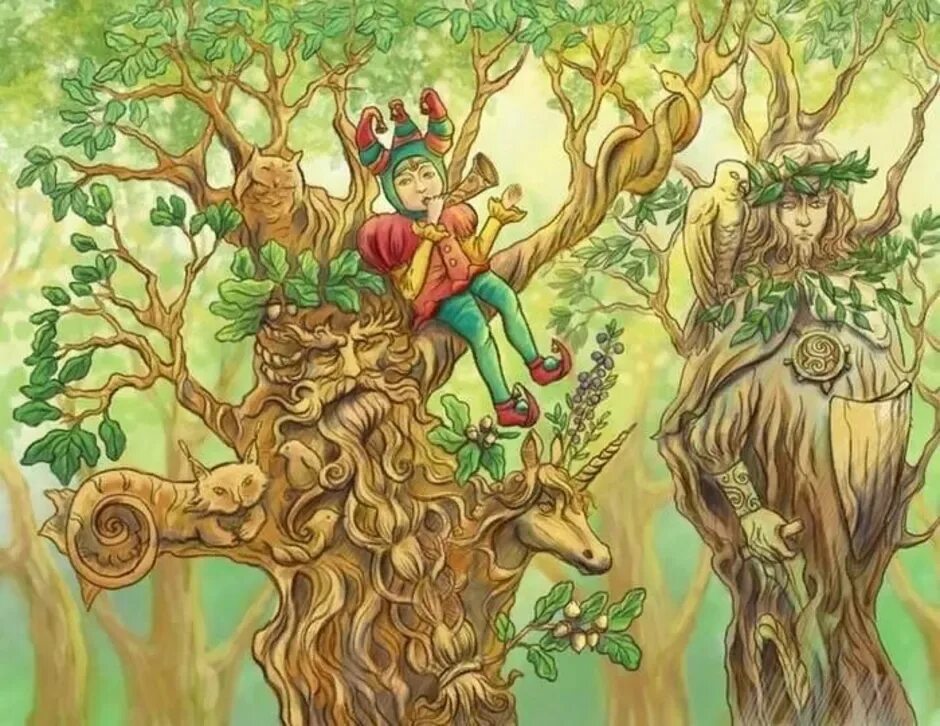 Человек под дубом. Дуб Терновник и ясень. Сказочный дуб. Дуб иллюстрация. Сказочное дерево дуб.
