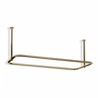 Rectangular Shower Curtain Rail End Fixings in Polished Brass.