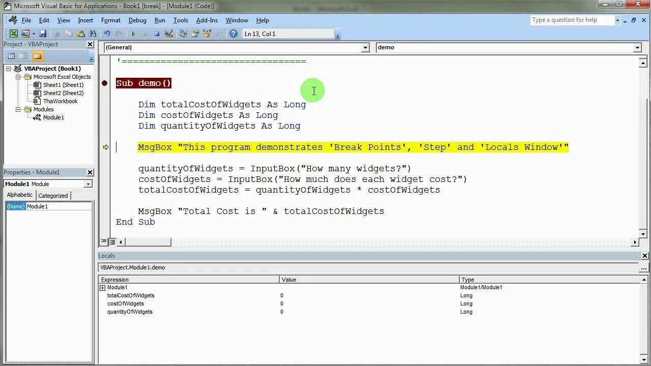 Vba отладка. Программа vba. вызов функции vba. преимущества vba. break vba.
