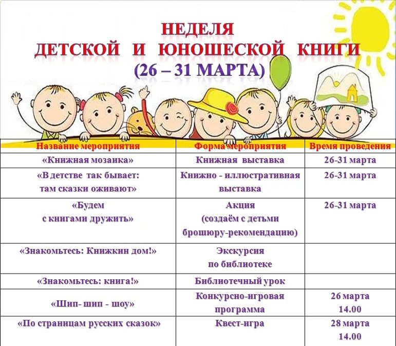 План проведения недели детской