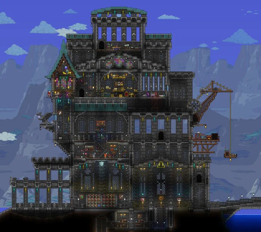 Террария замок постройка. Дом в террарии замок. Terraria дворец. Terraria дом крепость.