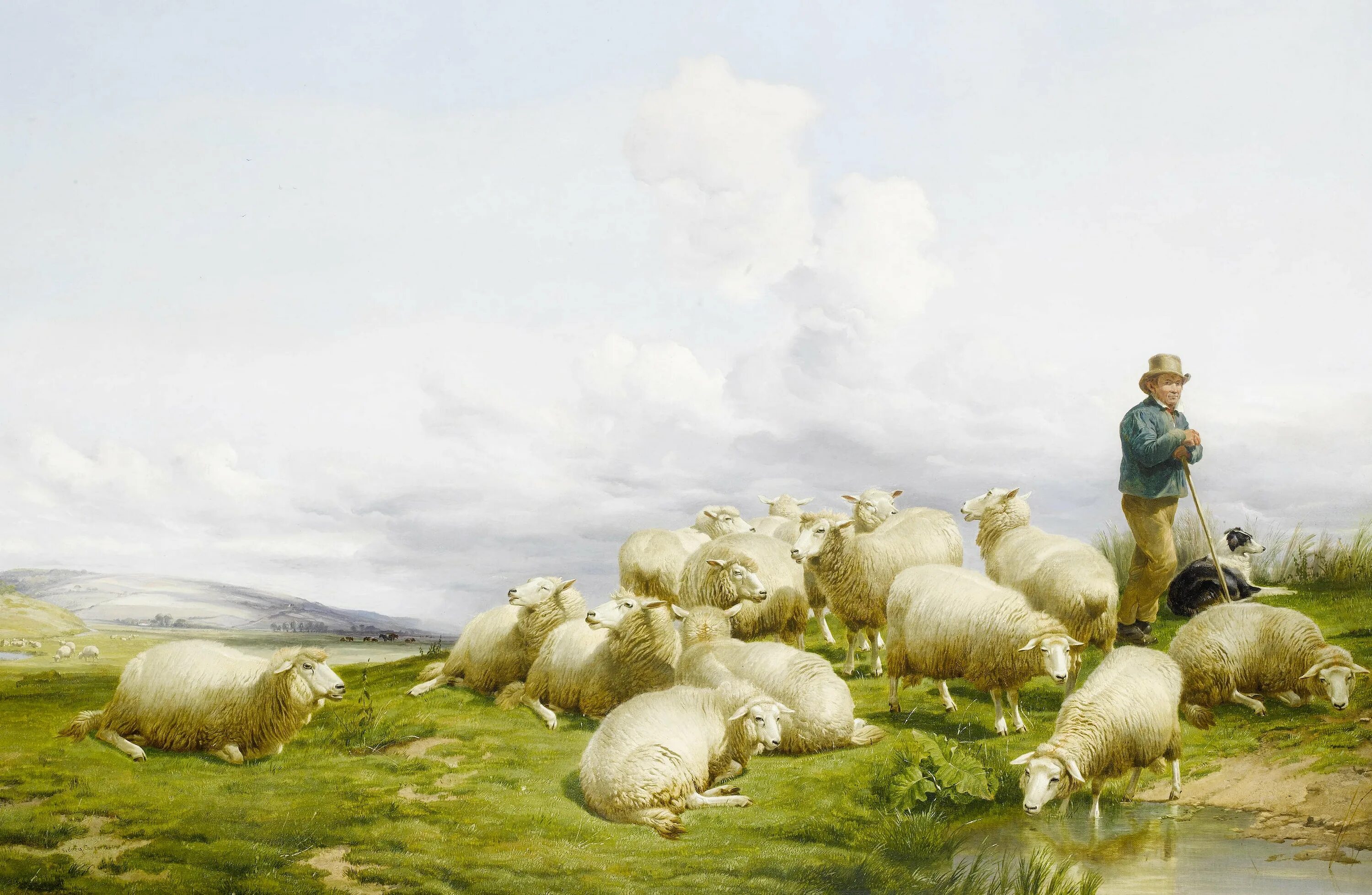 Пасу овечек. Ван Гог пастух с отарой овец. Баран живопись. Отара овец. Овцы живопись.