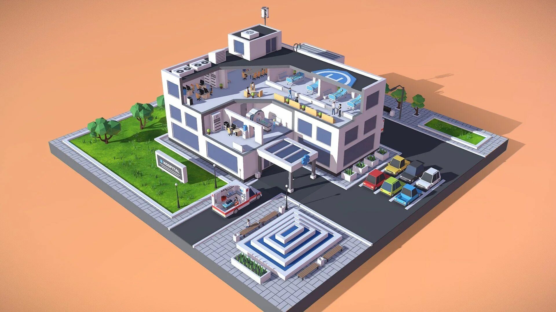 Три госпиталь. Hospital 3d Maxda. Ревит 3д модель больница поликлиника. 3d модель больницы. Макет здания больницы.