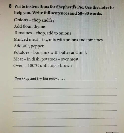 Answer in full sentences. Write instruction. Writing instructions. 8. The write the. Aerobics Instructor wanted Rewrite them in Full sentences.