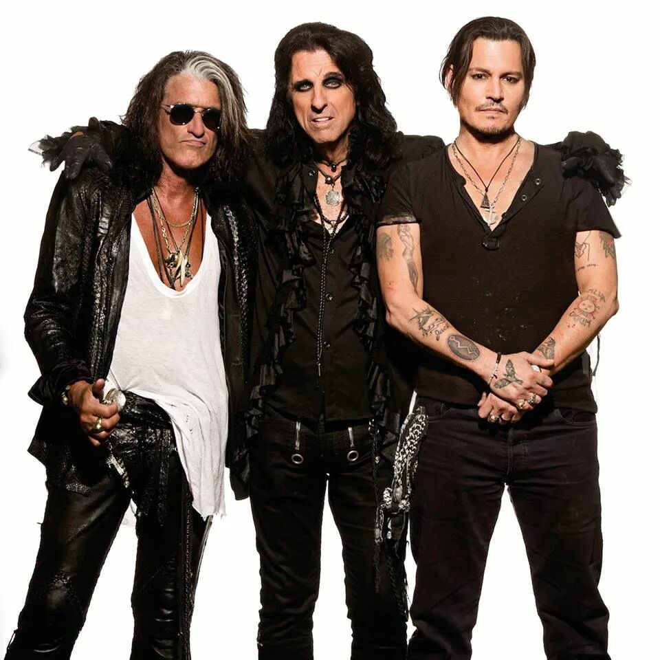 Рок версии популярных. Элис купер и джонни депп. группа hollywood vampires. джонни депп hollywood vampires. джонни депп рок группа hollywood vampires.