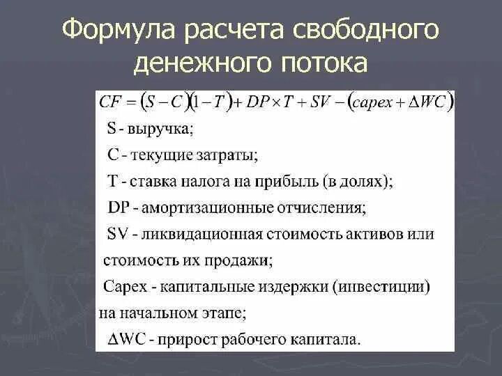 Расчет свободных денежных средств. Свободный денежный поток формула. Денежный поток формула расчета. CDJ,jlysqденежный поток формула. Расчет свободного денежного потока.