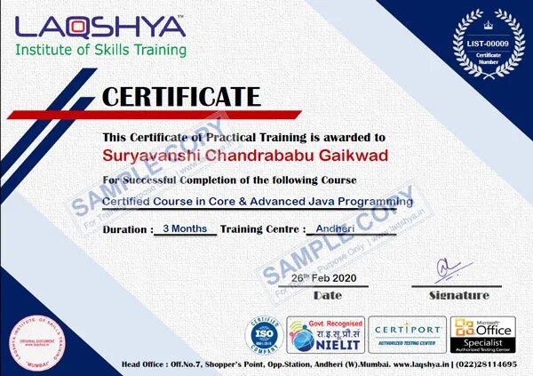 Java certificate