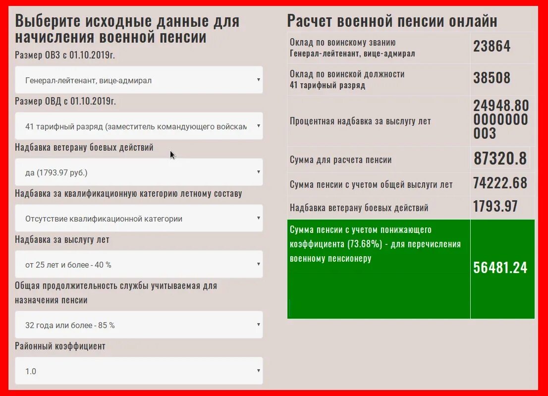 Калькулятор мвд пенсии в 2024 расчета сотрудников. Калькулятор подсчета пенсии военнослужащего. Выплаты по выслуге лет военнослужащим. Размер военной пенсии. Льготное исчисление выслуги лет военнослужащего.