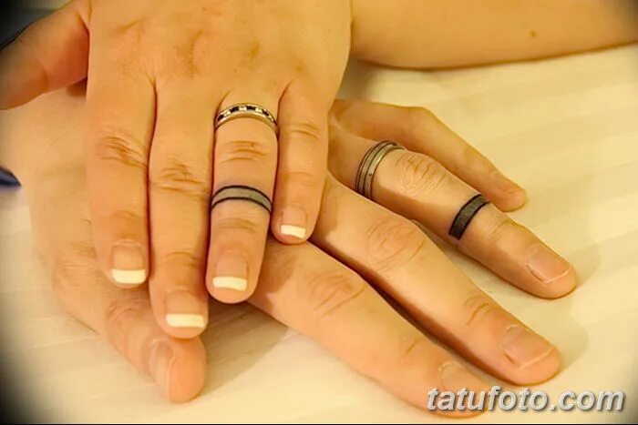 27 Charming Wedding Ring Tattoos To Try With Your Partner Ring finger tattoos, T
