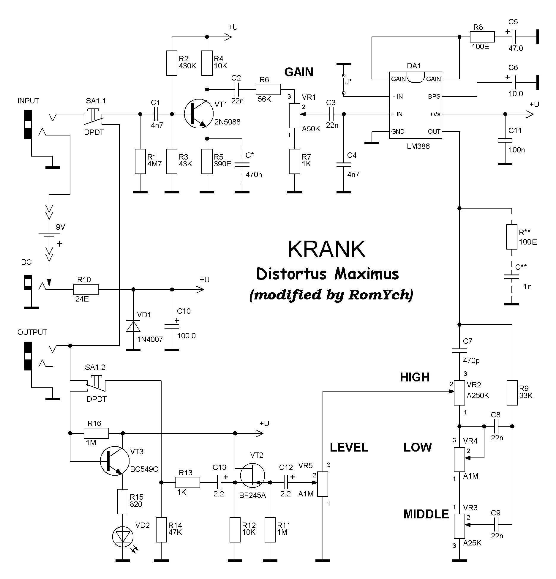 Схема кранк. Кранк дисторшн максимус схема. кранк дисторшн схема. krank distortion схема. krank distortus maximus печатная плата.
