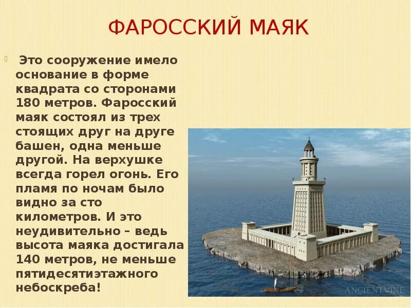 Света краткое содержание. Семь чудес света Фаросский Маяк сообщение. Фаросский Маяк в Александрии кратко. Семь чудес древнего мира : Александрийский Маяк. Фаросский Маяк описание.