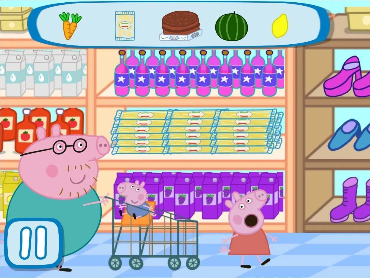 Магазин свинкам. Игра Свинка Пеппа. Пеппа Пиг игра. Свинка Пеппа супермаркет игра. Свинка Пеппа супермаркет.