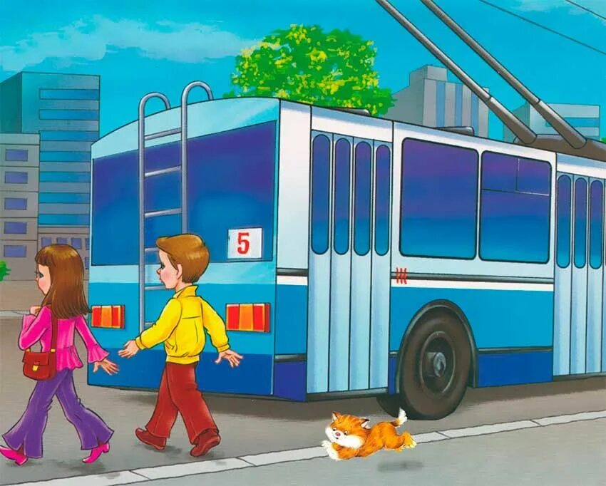 Обходить автобус для дошкольников. Обходить автобус ПДД. Автобус для детей.