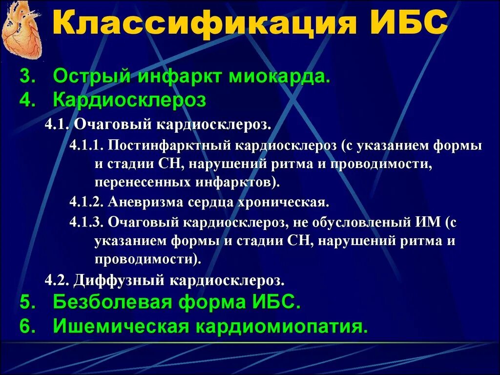 Диагноз ибс 2. Классификация ИБС внутренние болезни. ИБС кардиосклероз классификация. ИБС постинфарктный кардиосклероз. ИБС острый инфаркт миокарда.