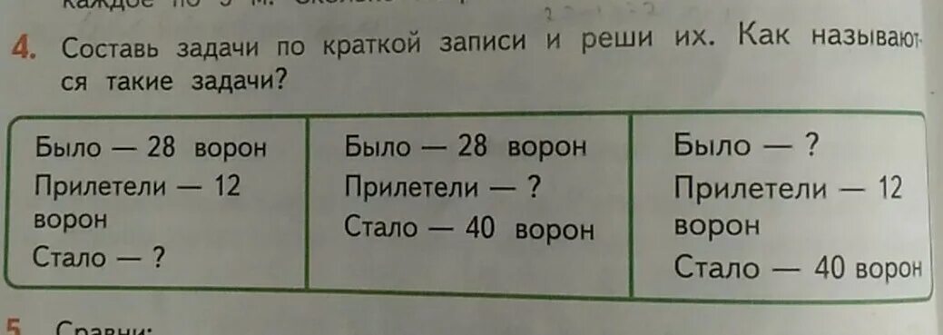 Составь три задачи используя